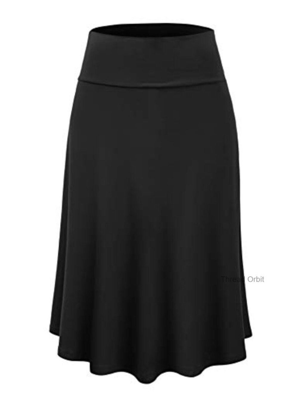 Plus Size Flare Midi Skirt Ombre Lightweight Knit Pull On